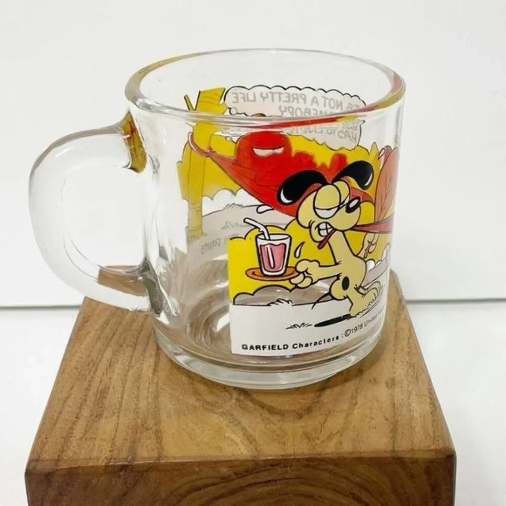 Vintage McDonalds Garfield & Friends Glass Mug 1978 By Anchor Hocking